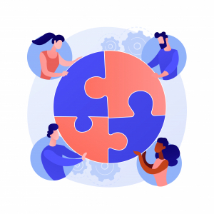 Illustration représentant des individus uniques assemblant les pièce d'un même puzzle